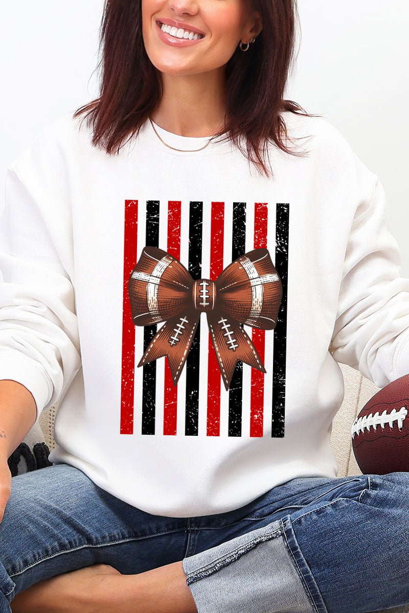 Red & Black Varsity Bow Heavy Blend Crew Sweatshirt - Wholesale Accessory Market