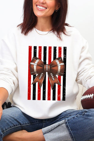 Red & Black Varsity Bow Heavy Blend Crew Sweatshirt - Wholesale Accessory Market