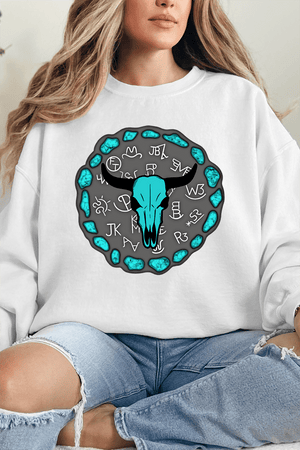 Turquoise Stone Steer Heavy Blend Crew Sweatshirt - Wholesale Accessory Market