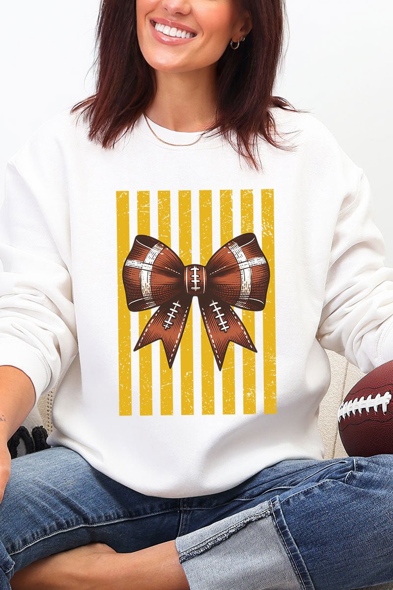 Yellow Gold Varsity Bow Heavy Blend Crew Sweatshirt - Wholesale Accessory Market