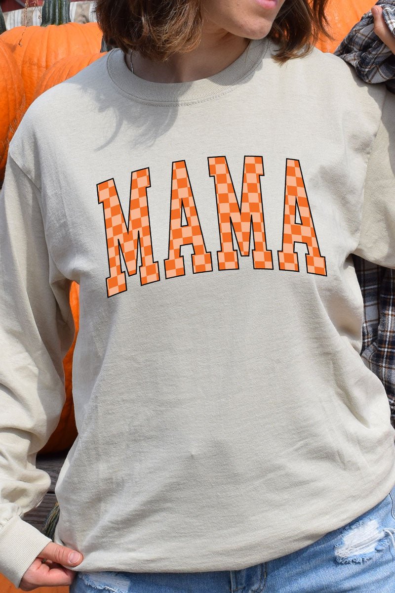 Orange Checkered Mama Unisex Dri - Power Long - Sleeve 50/50 Tee - Wholesale Accessory Market