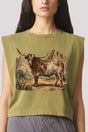 Desert Monarch Longhorn Women's Garment - Dyed Heavyweight Muscle Tee - Wholesale Accessory Market