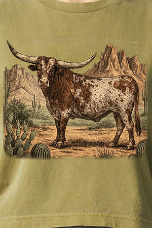 Desert Monarch Longhorn Women's Garment - Dyed Heavyweight Muscle Tee - Wholesale Accessory Market