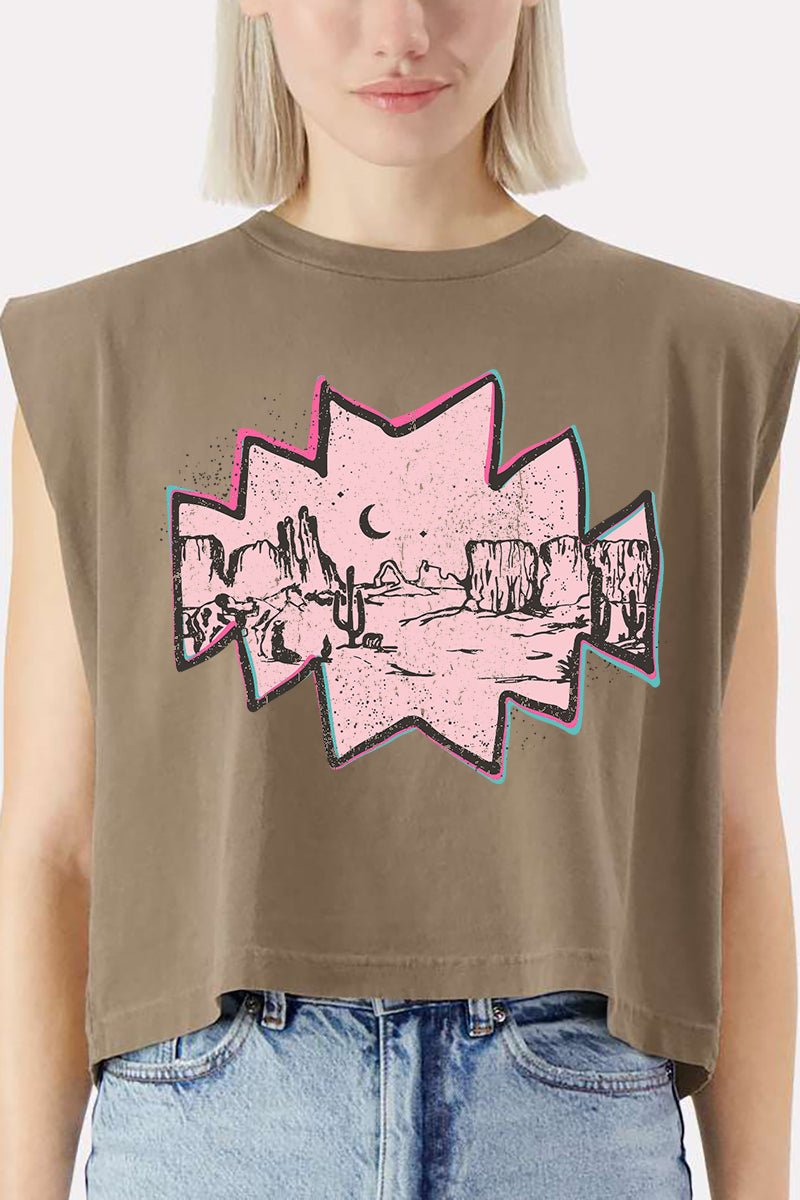 Pink Mesa Moonrise Women's Garment - Dyed Heavyweight Muscle Tee - Wholesale Accessory Market