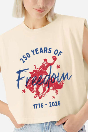 Cowboy 250 Years Of Freedom Women's Garment - Dyed Heavyweight Muscle Tee - Wholesale Accessory Market