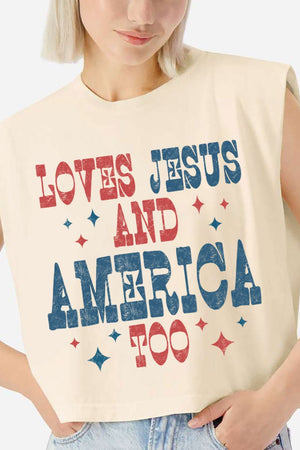 Retro Loves Jesus & America Too Women's Garment-Dyed Heavyweight Muscle Tee - Wholesale Accessory Market