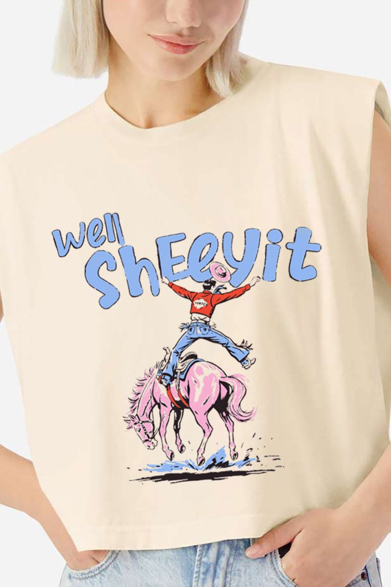 Well Sheeyit Cowboy Women's Garment - Dyed Heavyweight Muscle Tee - Wholesale Accessory Market