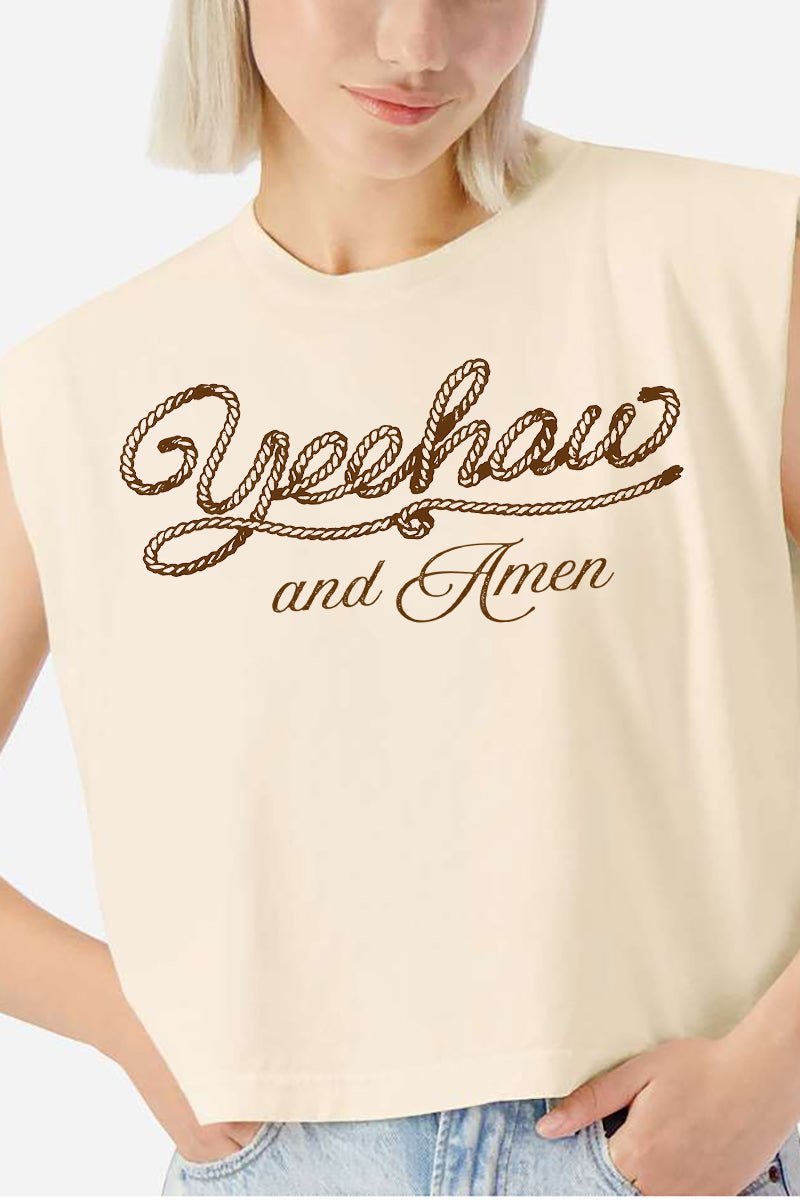 Yeehaw & Amen Women's Garment - Dyed Heavyweight Muscle Tee - Wholesale Accessory Market