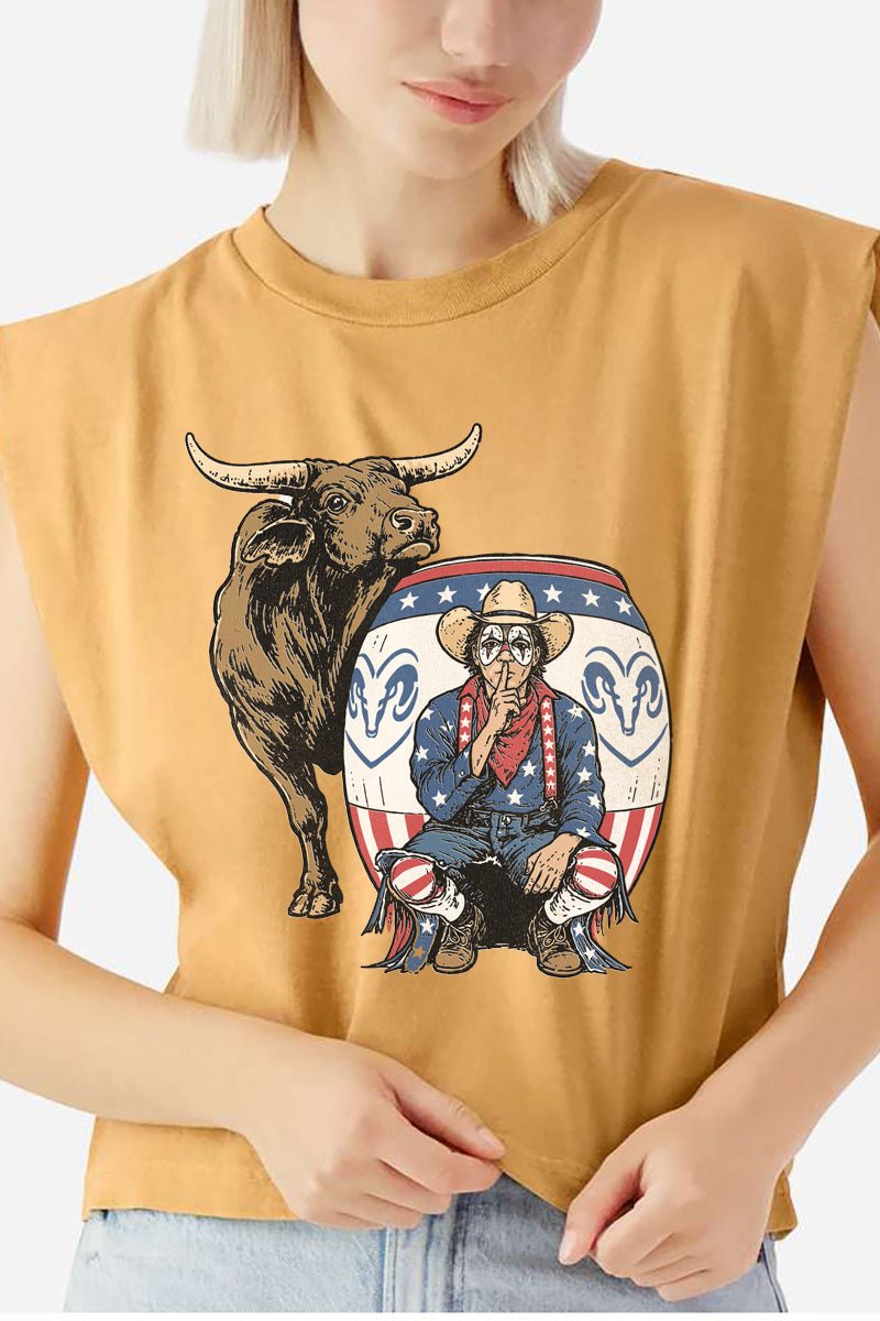 American Rodeo Clown Women's Garment-Dyed Heavyweight Muscle Tee - Wholesale Accessory Market