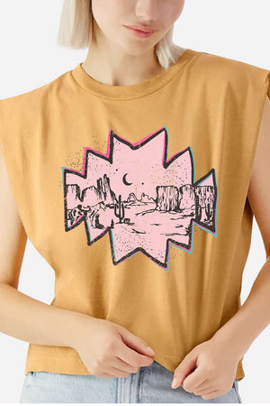 Pink Mesa Moonrise Women's Garment - Dyed Heavyweight Muscle Tee - Wholesale Accessory Market