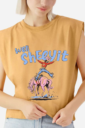 Well Sheeyit Cowboy Women's Garment - Dyed Heavyweight Muscle Tee - Wholesale Accessory Market
