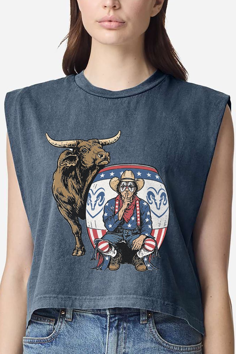 American Rodeo Clown Women's Garment-Dyed Heavyweight Muscle Tee - Wholesale Accessory Market