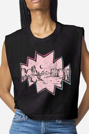 Pink Mesa Moonrise Women's Garment - Dyed Heavyweight Muscle Tee - Wholesale Accessory Market