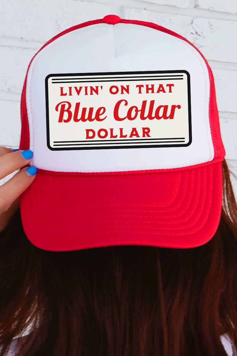 Blue Collar Dollar Otto Red with White Foam Front Trucker Hat - Wholesale Accessory Market