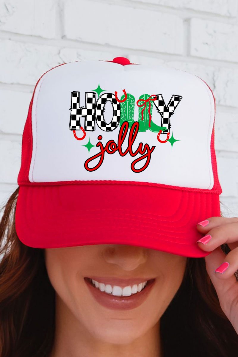 Holly Jolly Boots Otto Red with White Foam Front Trucker Hat - Wholesale Accessory Market