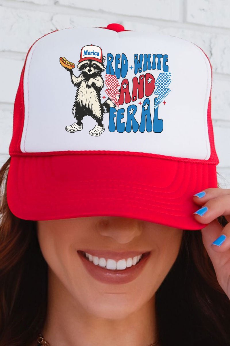 Red, White, And Feral Otto Red with White Foam Front Trucker Hat - Wholesale Accessory Market