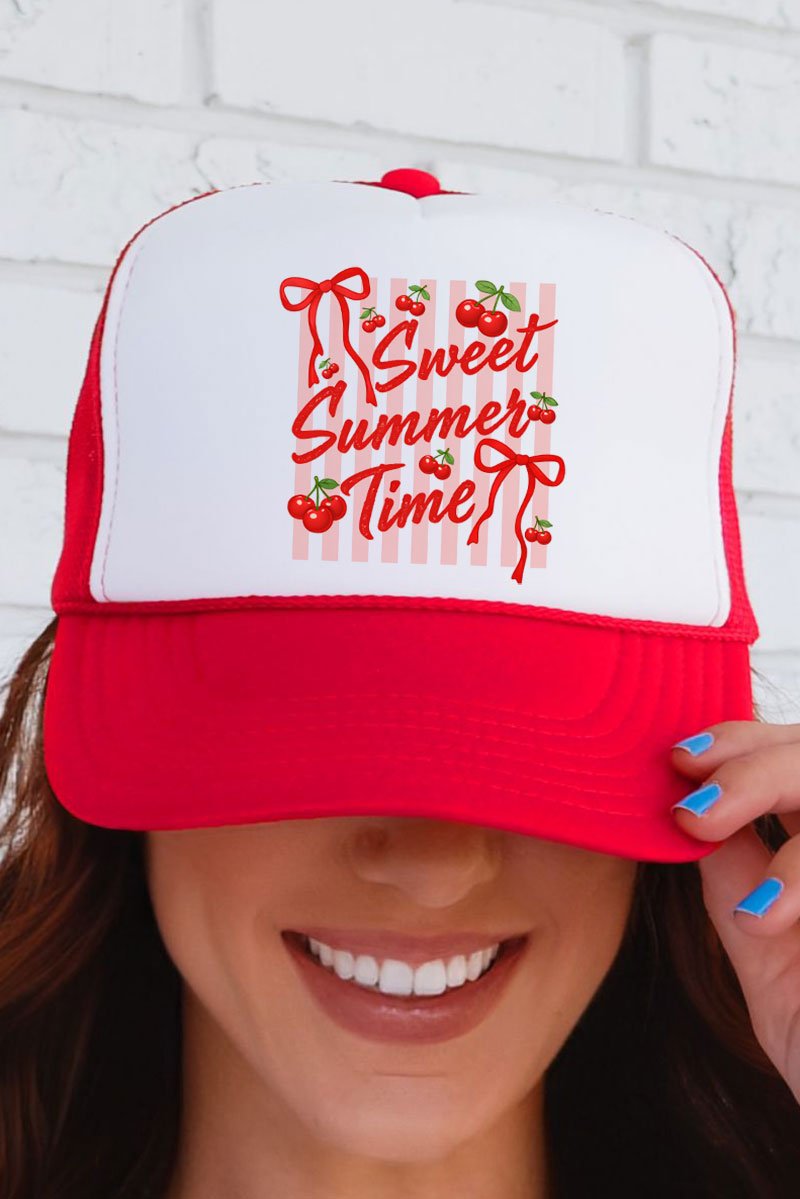 Sweet Summer Time Otto Red with White Foam Front Trucker Hat - Wholesale Accessory Market