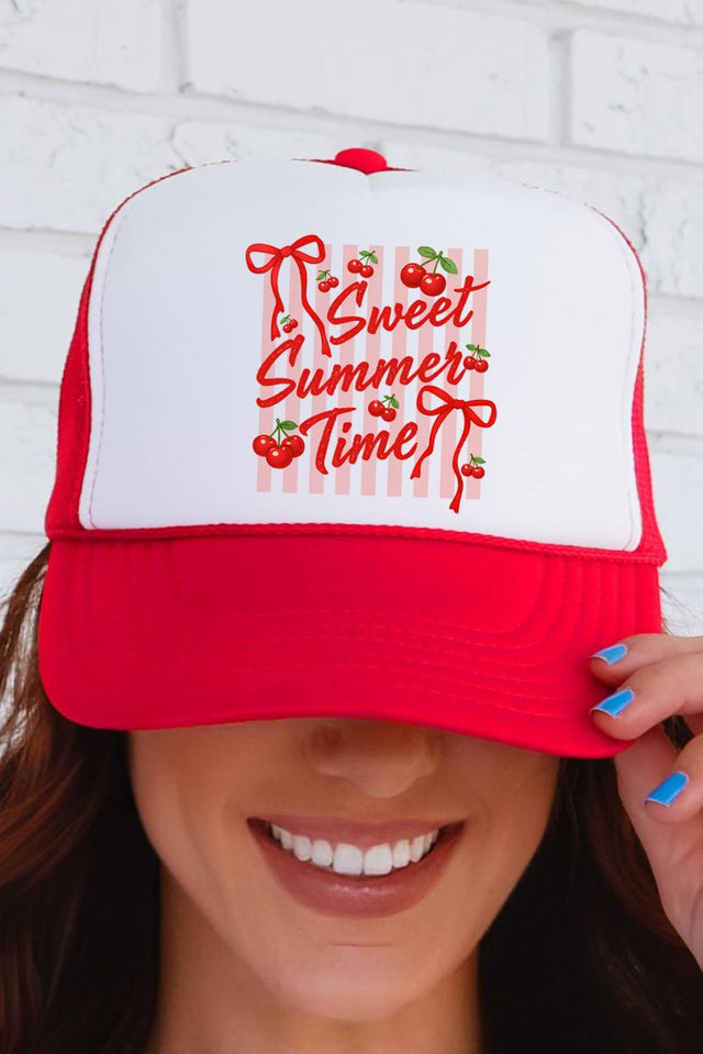 Sweet Summer Time Otto Red with White Foam Front Trucker Hat - Wholesale Accessory Market