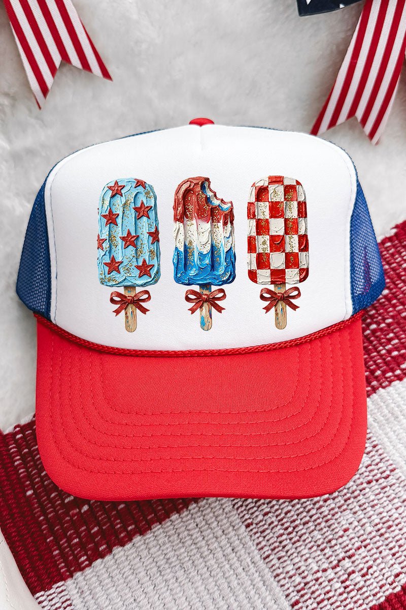 Painted Patriotic Popsicles Otto Red, White, & Blue Mid Profile Trucker Hat - Wholesale Accessory Market