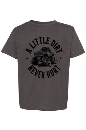 Toddler Monster Truck Little Dirt Never Hurt Fine Jersey Tee - Wholesale Accessory Market