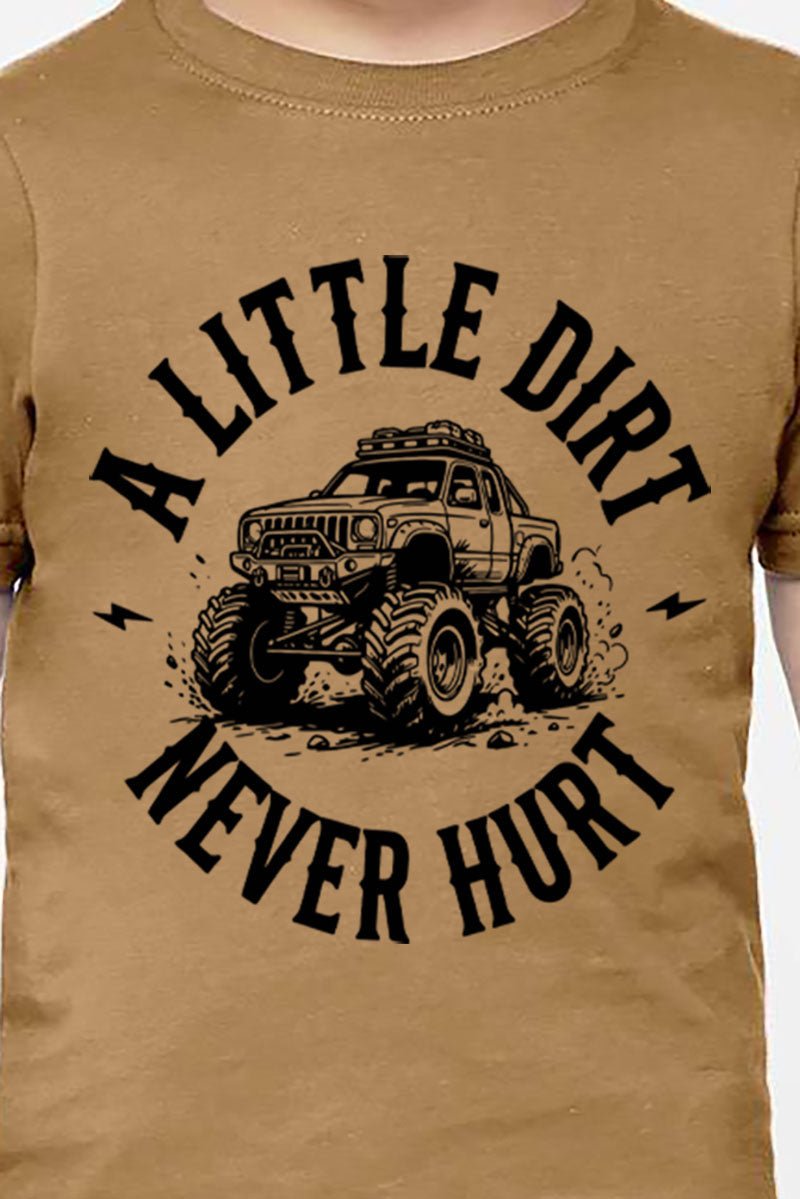 Toddler Monster Truck Little Dirt Never Hurt Fine Jersey Tee - Wholesale Accessory Market