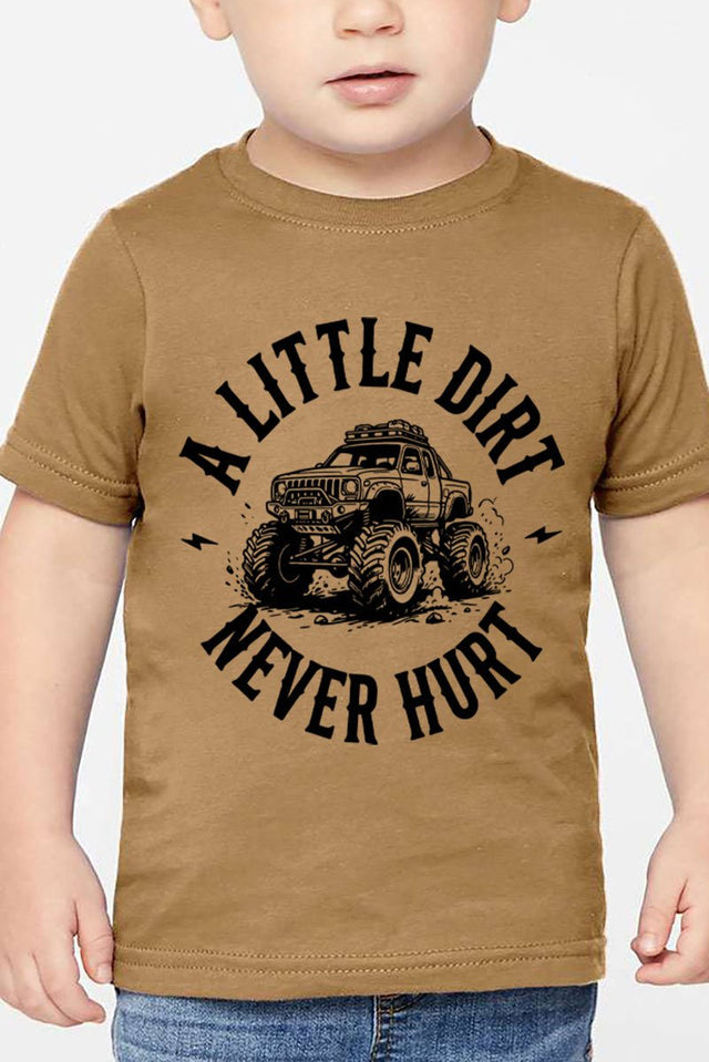 Toddler Monster Truck Little Dirt Never Hurt Fine Jersey Tee - Wholesale Accessory Market