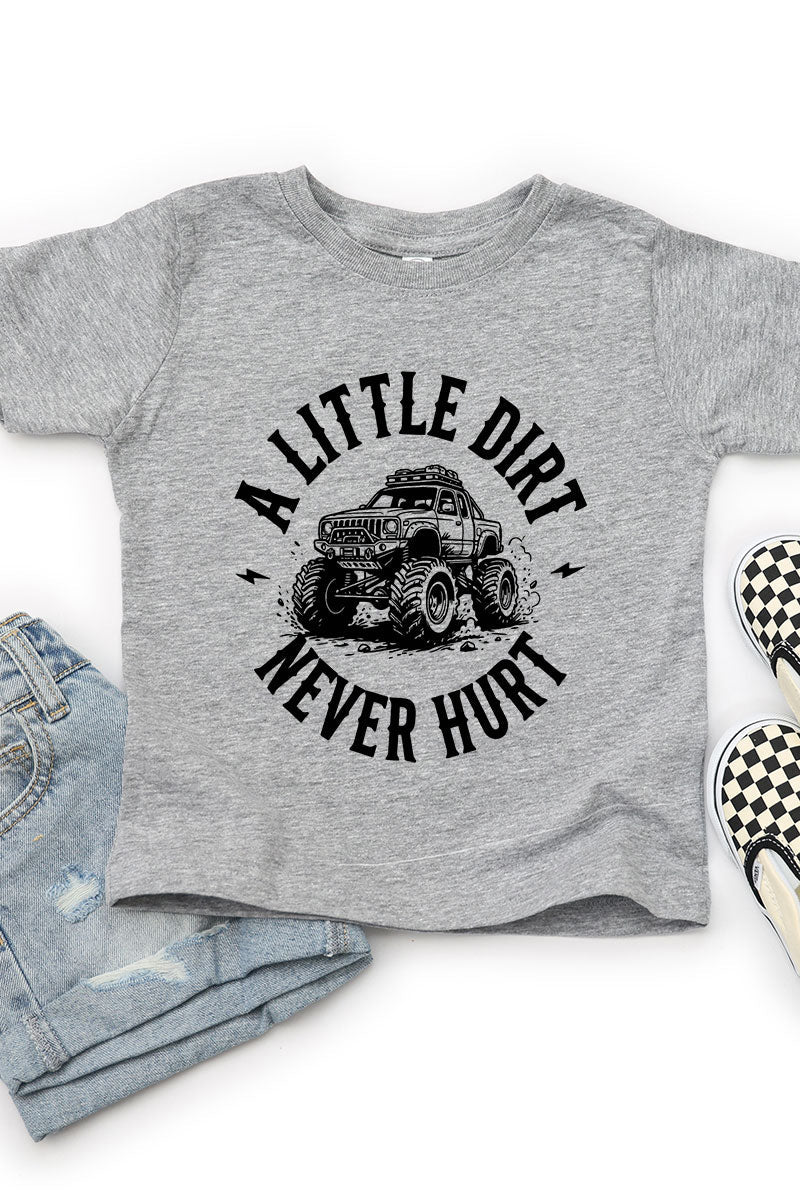 Toddler Monster Truck Little Dirt Never Hurt Fine Jersey Tee - Wholesale Accessory Market