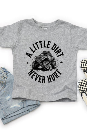 Toddler Monster Truck Little Dirt Never Hurt Fine Jersey Tee - Wholesale Accessory Market