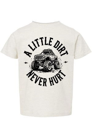 Toddler Monster Truck Little Dirt Never Hurt Fine Jersey Tee - Wholesale Accessory Market