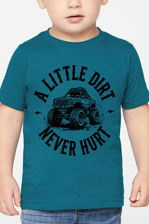 Toddler Monster Truck Little Dirt Never Hurt Fine Jersey Tee - Wholesale Accessory Market