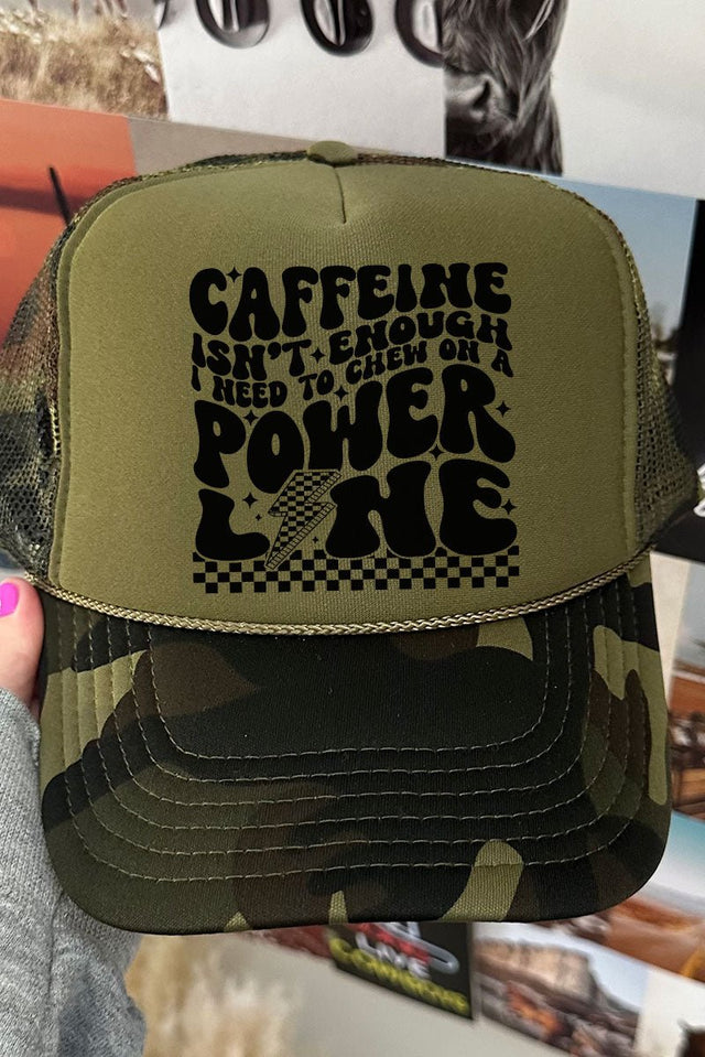 Caffeine Isn't Enough Otto Camo with Moss Green Foam Front Trucker Hat - Wholesale Accessory Market