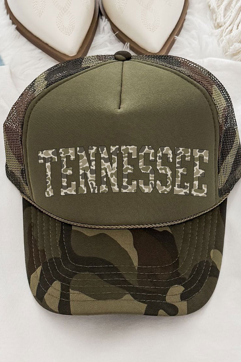 Camo Tennessee Otto Camo with Moss Green Foam Front Trucker Hat - Wholesale Accessory Market