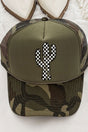 Checkered Cactus Otto Camo with Moss Green Foam Front Trucker Hat - Wholesale Accessory Market
