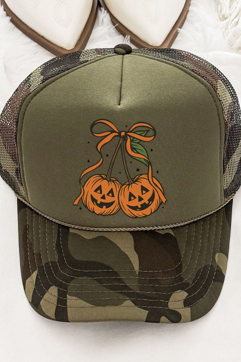 Jack - O' - Lantern Cherries Otto Camo with Moss Green Foam Front Trucker Hat - Wholesale Accessory Market