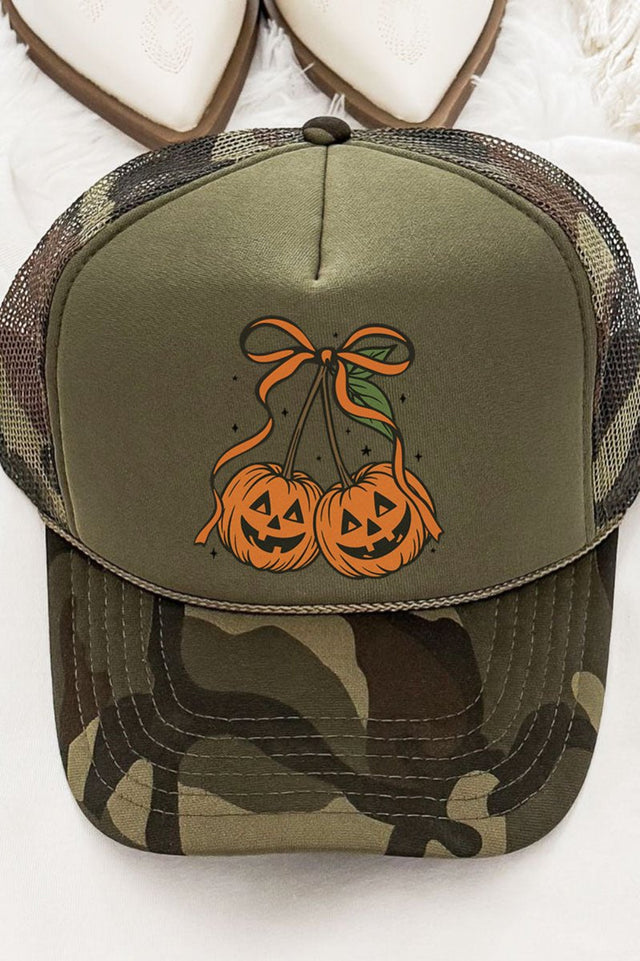 Jack - O' - Lantern Cherries Otto Camo with Moss Green Foam Front Trucker Hat - Wholesale Accessory Market