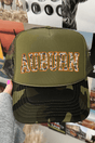 Orange Auburn Camo Otto Camo with Moss Green Foam Front Trucker Hat - Wholesale Accessory Market
