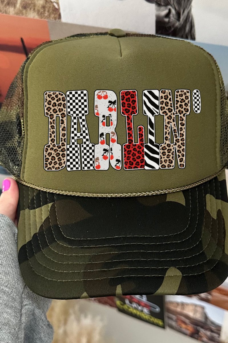 Patterned Darlin' Otto Camo with Moss Green Foam Front Trucker Hat - Wholesale Accessory Market