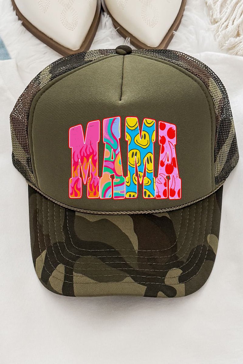 Spicy Smiles Mama Otto Camo with Moss Green Foam Front Trucker Hat - Wholesale Accessory Market