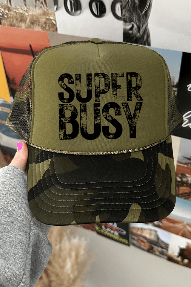 Super Busy Otto Camo with Moss Green Foam Front Trucker Hat - Wholesale Accessory Market