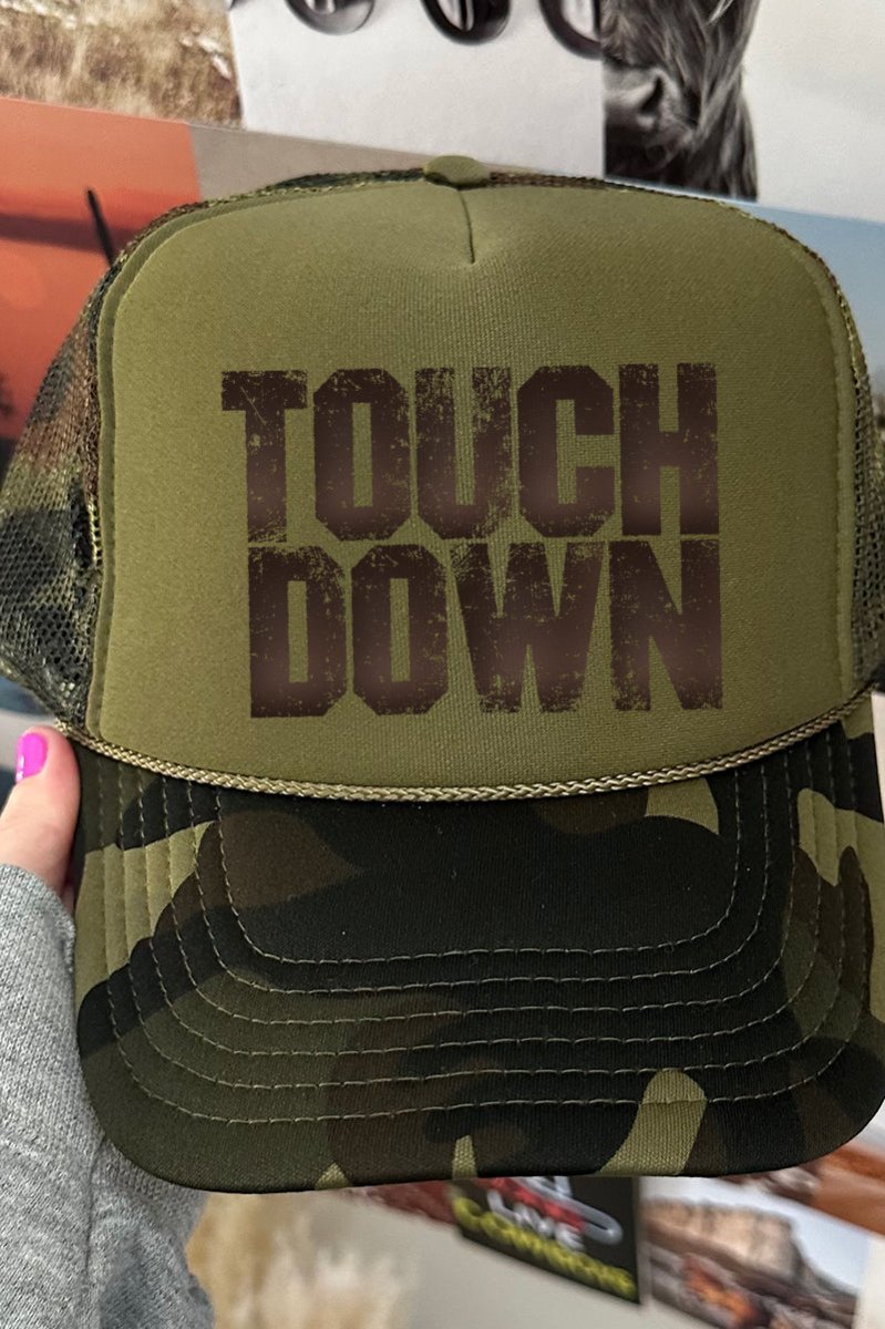 Touch Down Season Otto Camo with Moss Green Foam Front Trucker Hat - Wholesale Accessory Market