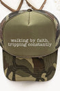 Walking By Faith Otto Camo with Moss Green Foam Front Trucker Hat - Wholesale Accessory Market