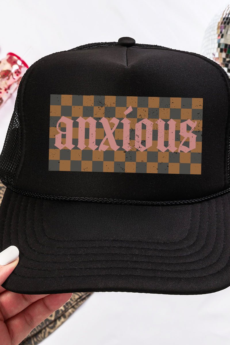 Checkered Anxious Otto Black Foam Front Trucker Hat - Wholesale Accessory Market