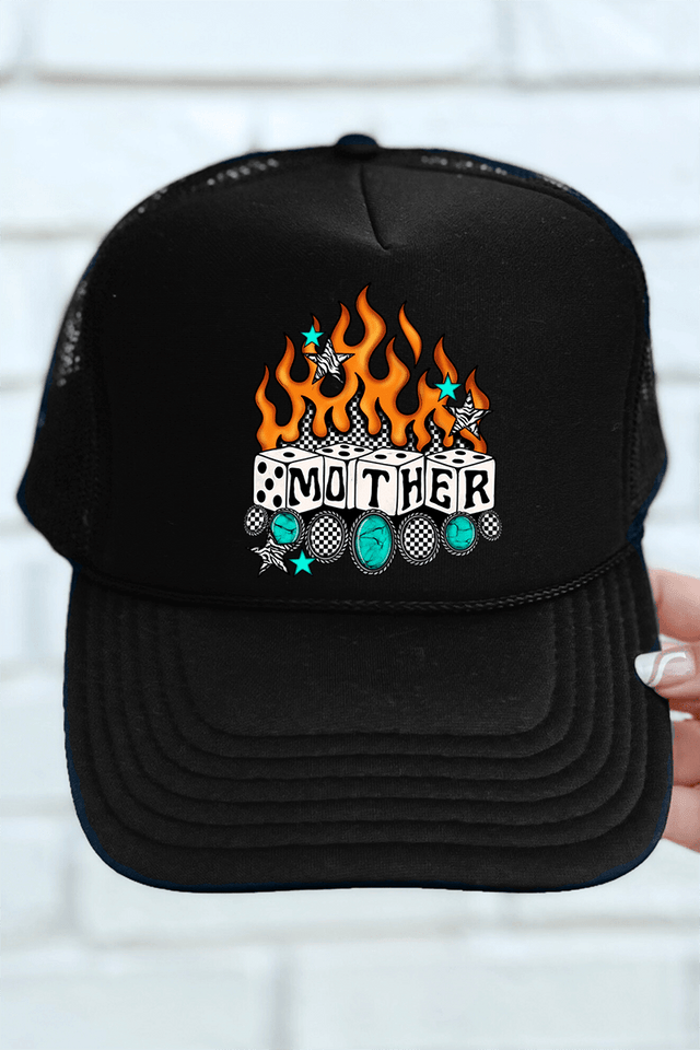 Concho Flames Mother Otto Black Foam Front Trucker Hat - Wholesale Accessory Market