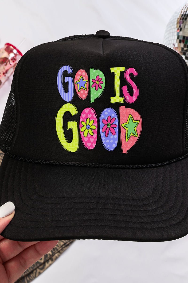 Doodle God Is Good Otto Black Foam Front Trucker Hat - Wholesale Accessory Market