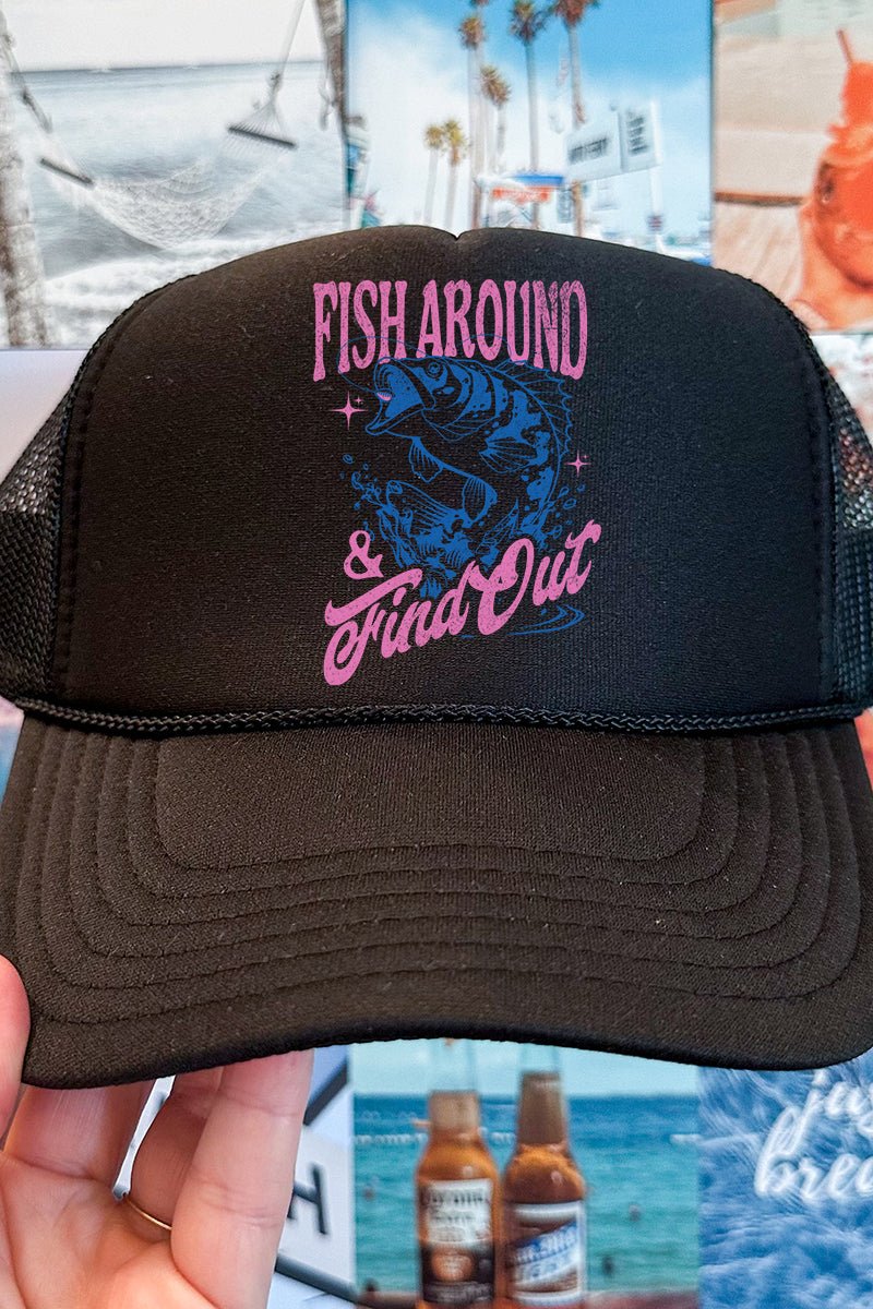 Fish Around & Find Out Otto Black Foam Front Trucker Hat - Wholesale Accessory Market