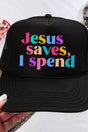 Jesus Saves, I Spend Otto Black Foam Front Trucker Hat - Wholesale Accessory Market