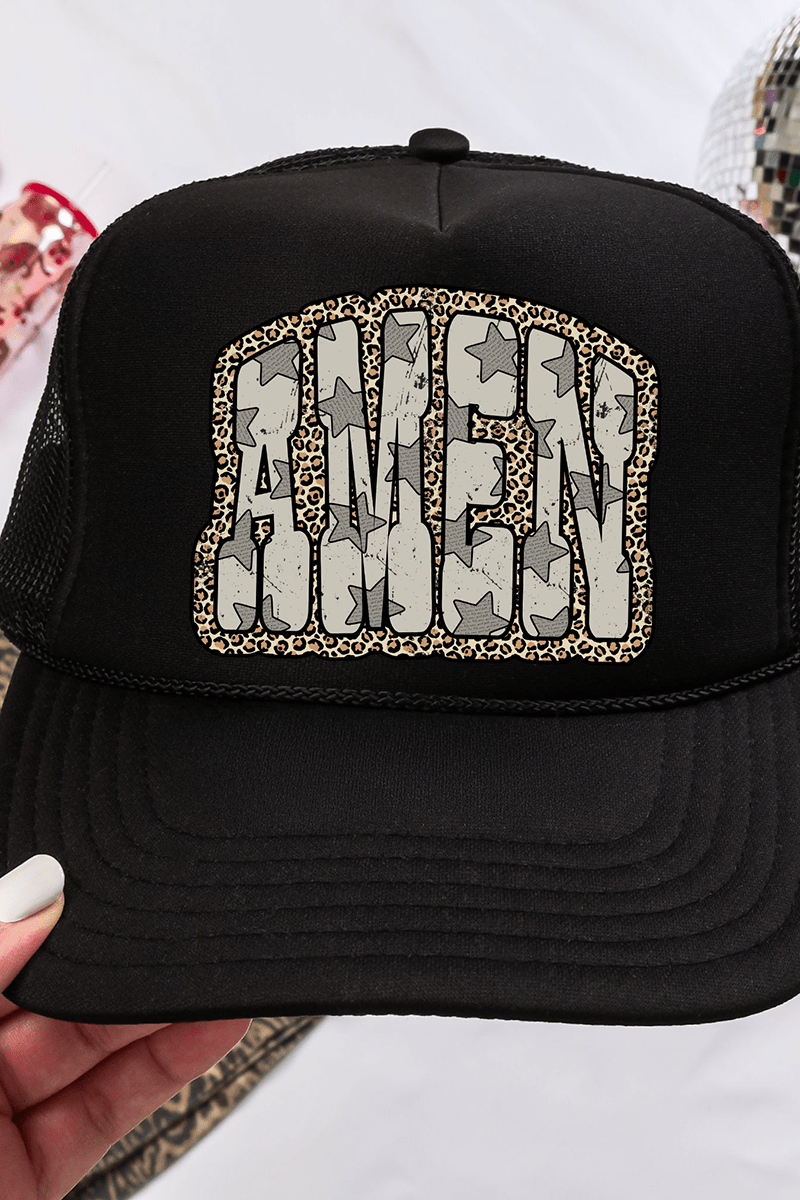 Leopard Star Amen Otto Black Foam Front Trucker Hat - Wholesale Accessory Market