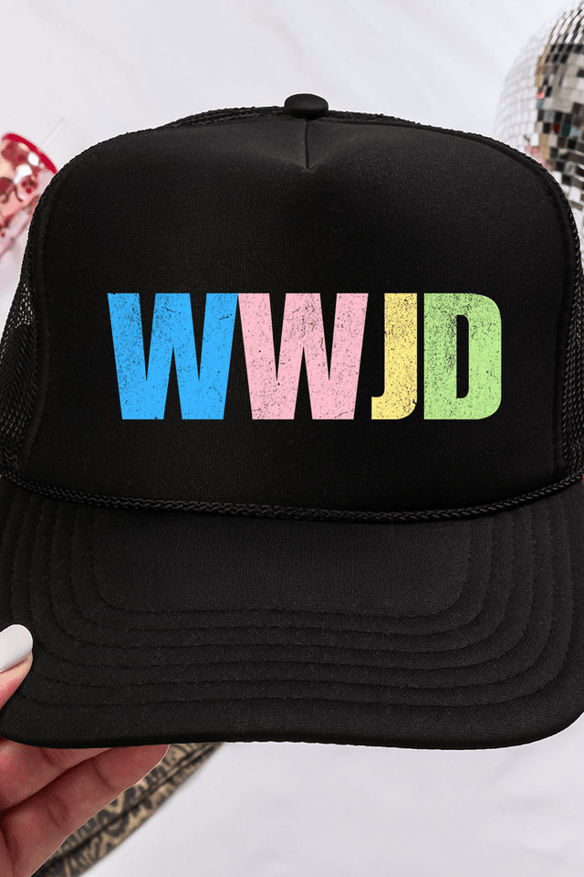 Pastel WWJD Otto Black Foam Front Trucker Hat - Wholesale Accessory Market