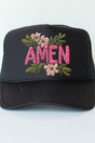 Pink Amen Faux Embroidery Otto Black Foam Front Trucker Hat - Wholesale Accessory Market