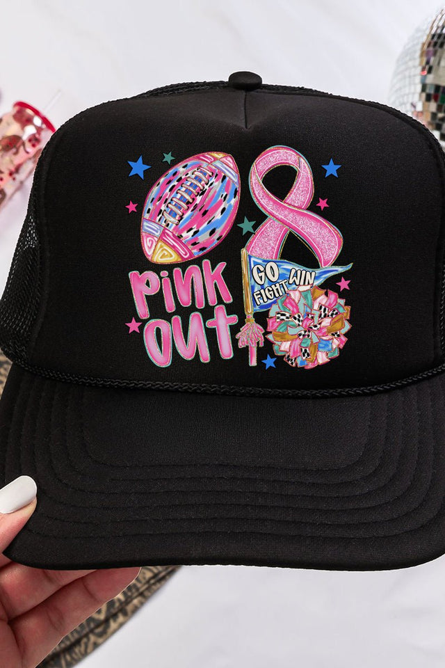 Pink Out Ribbon Doodle Otto Black Foam Front Trucker Hat - Wholesale Accessory Market